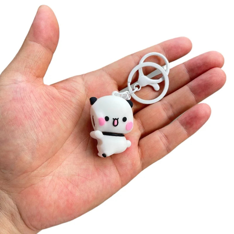 Kawaii Cartoon Panda Bubu and Dudu Hug Magnetic Pendant Keychain Bubu and Yier Magnetic Keychain Backpack Omaments Gift Toy