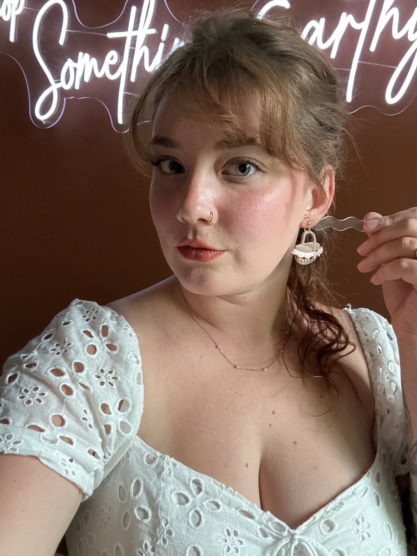 Picnic Baskets, Pink Earrings