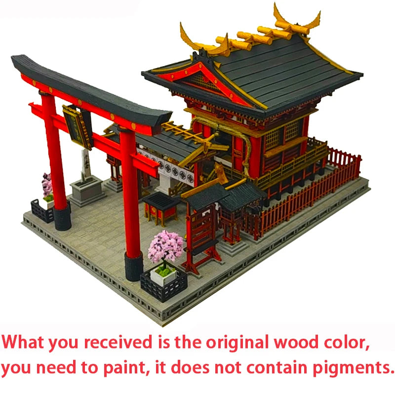 DIY Wooden Doll Houses Itsukushima Shinto Shrine Japanese Construction Miniature Building Kits with Furniture Dollhouse Gifts