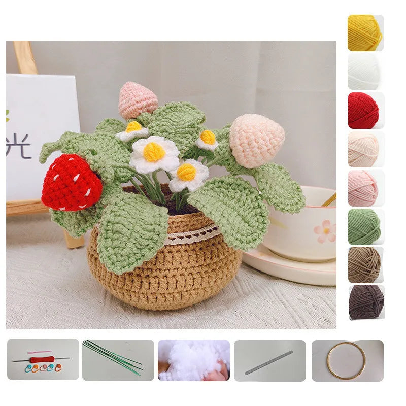 Knitting Tulip Daisy Potted Bouquet Material Package