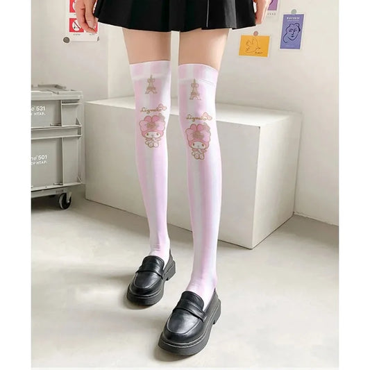 Kawaii Cartoon Pattern Long Socks Stockings Trendy Cute Anime Girls Japanese Style School Non-Slip Lolita Knee High Sock Gifts