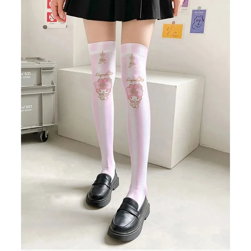 Kawaii Cartoon Pattern Long Socks Stockings Trendy Cute Anime Girls Japanese Style School Non-Slip Lolita Knee High Sock Gifts