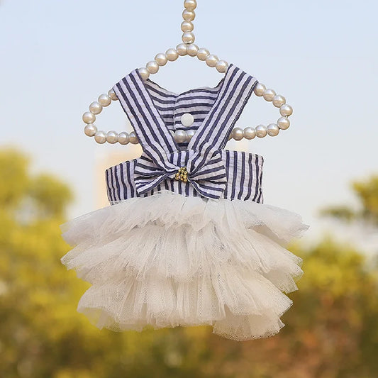 Striped Suspender Mesh Skirt for Small Medium Dogs