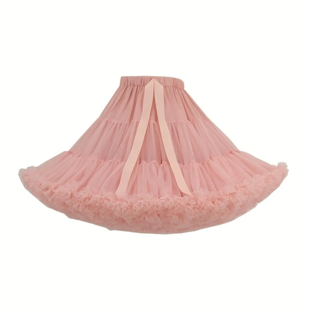 58 Styles No Bone Petticoat 42cm 280g Pleated Design Lolita Tutu Skirt Color Block Elastic Waist Hexagon Mesh Crinoline