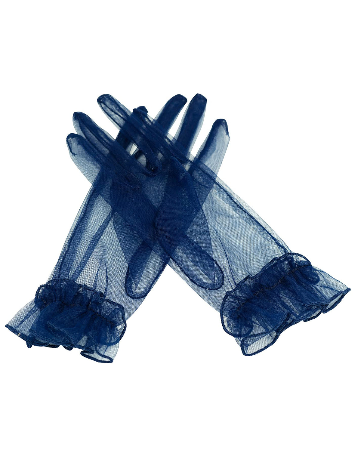 Womens Short Lace Gloves Vintage Navy