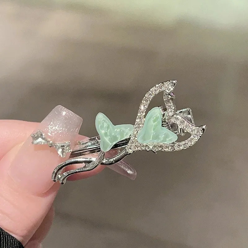 Pearl Duckbill Clip Dream Blue Fish Tail Hairpin Women's Side Clip Light Luxury Hairpin Korean Style Jewelry Hair Accessories
