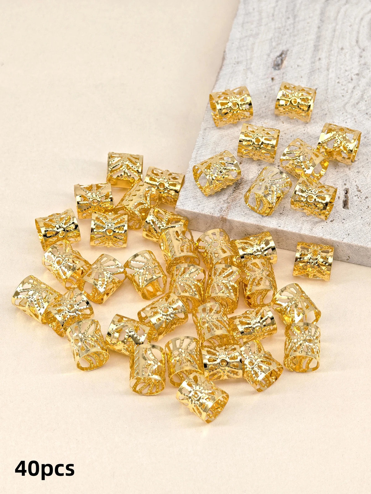 40pcs Gold Dreadlock Locs Accessories For Hair, Hair Jewelry For Braid Hair Rings For Women And Girls, Adjustable Cuffs Braiding