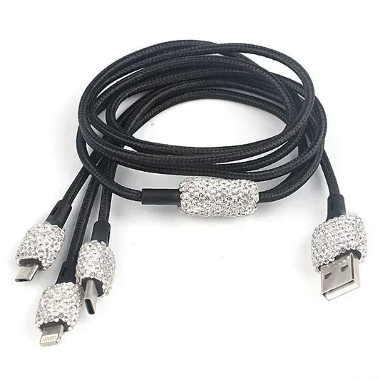 Rhinestone Car Charger 5V 2.1A Dual USB Port Fast Adapter Pink Car Decor Car Styling Diamond Car Accessories Interior for Woman