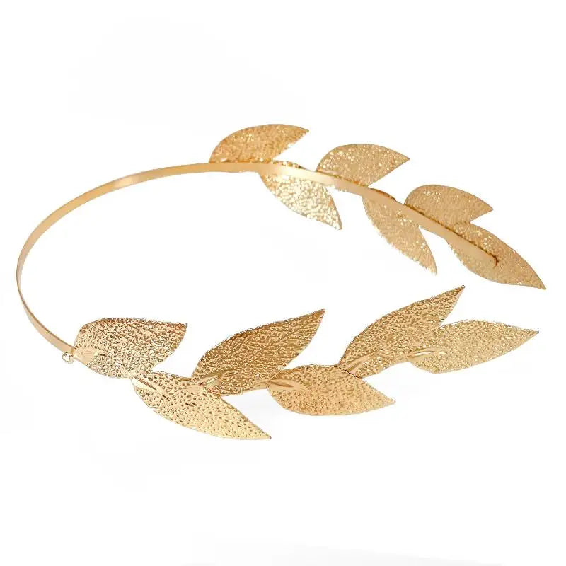 【B】Retro Gold Color Leaf Headband Headpiece Crown Tiara Headdress Goddess Greek Head Jewelry Wedding Hair Accessories