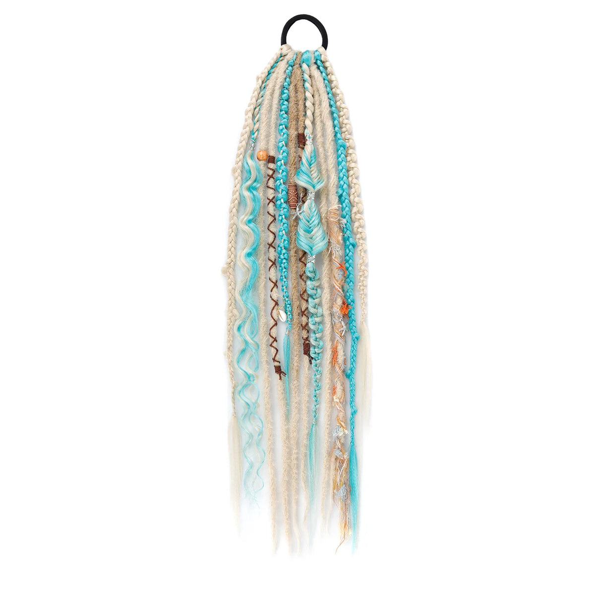 22 Inch Dreadlocks Ponytail Hair Extensions Synthetic Fibers Boho Braided Hairpieces With Beads Festival Cosplay Easy Wear