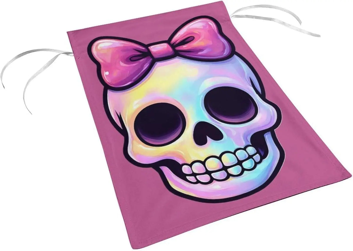 Pink Skull Bow Garden Flags Small Flag for Outside Polyester Double Sided Seasonal Welcome Yard Lawn Decor 12x18 Inch WWP zzo