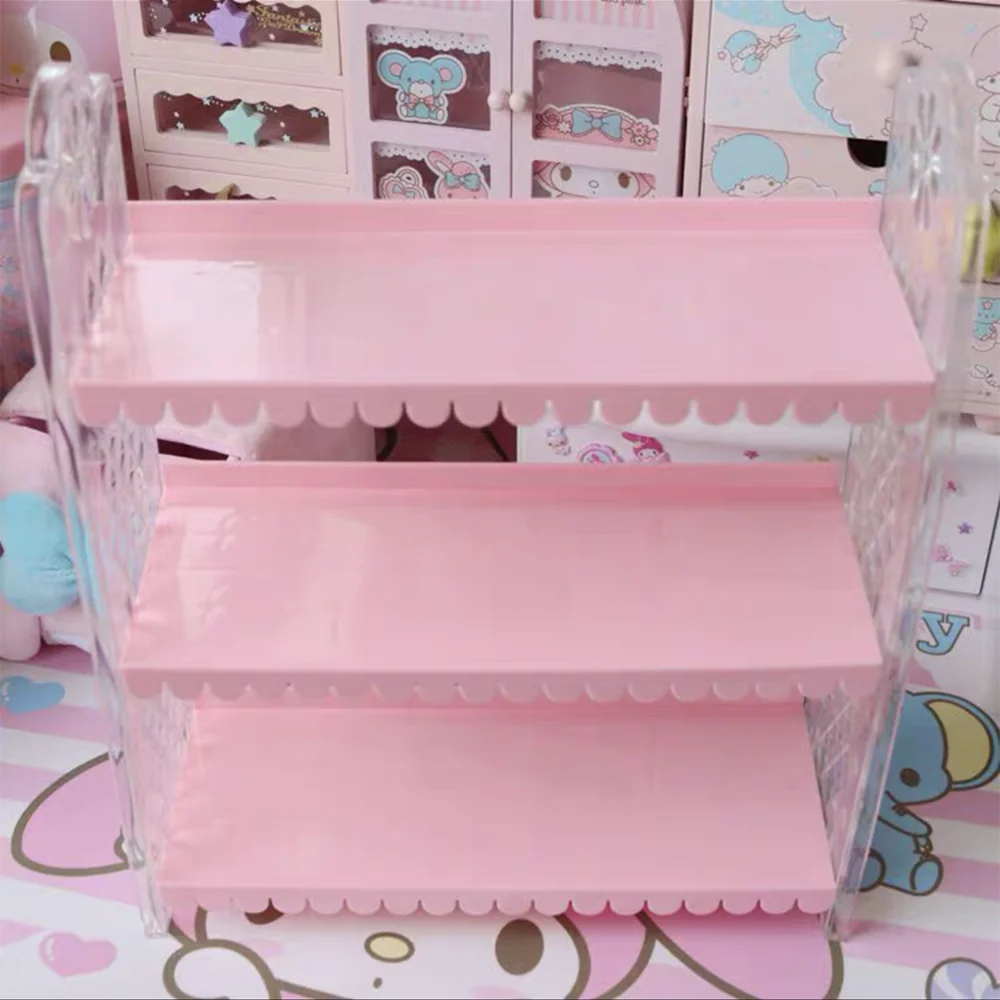Desktop Folding Storage Rack, Pink, Foldable, Dormitory Storage Artifact, Desk, Girl Sundries, Decorative, 3-Layer