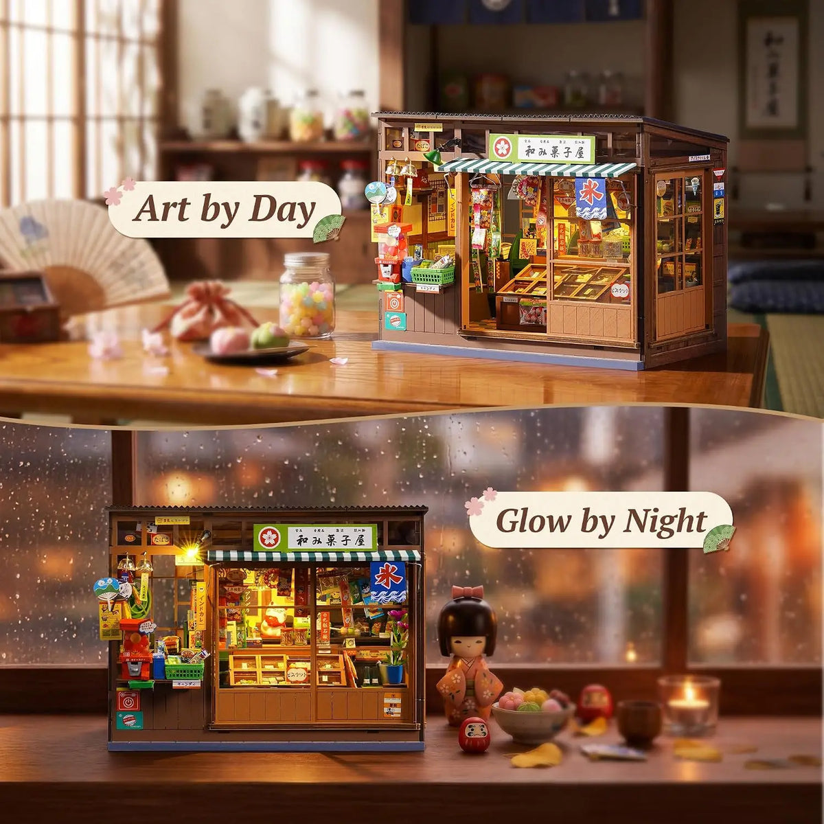 Japaneses Book Nook DIY Miniature House Kit with Sliding Door | Nostalgic Tiny Dollhouse with Skylight 3D Wooden Puzzles Book En
