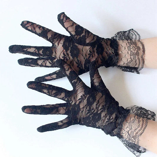 Thin Sheer Floral Lace Gloves Full Finger