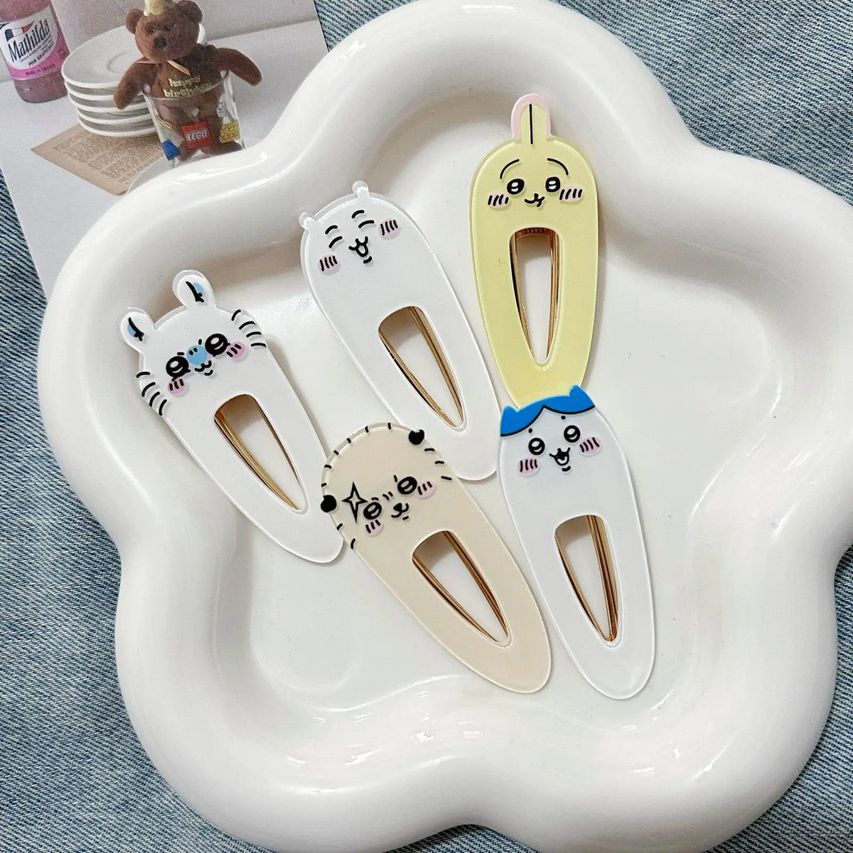 Chiikawa Acrylic Duckbill Hair Clips Kawaii Usagi Hachiware Cartoon Side Bangs Barrettes Girls Daily Hair Accessories