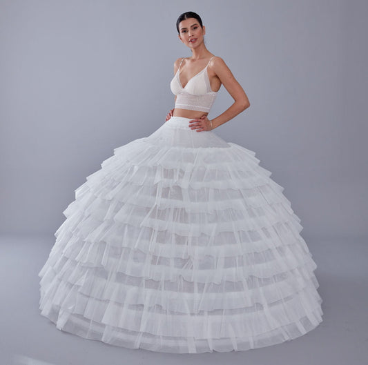 White Petticoat for Wedding Dress, 10 Hoop Bridal Underskirt, Plus Size Petticoat