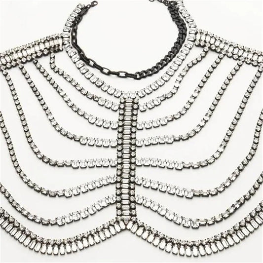 Luxury Multilayer Rhinestone Chest Chain & Tassel Bra Jewelry