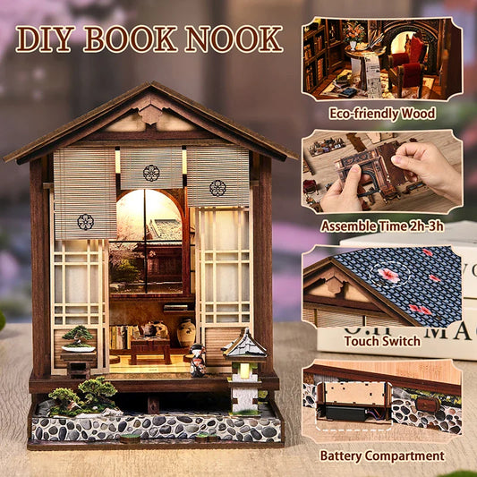 New Moss Lamp & Garden DIY Wooden Bookend 3D Puzzle - Hand Assembly Miniature House Model, Home Decor, Christmas Black Friday