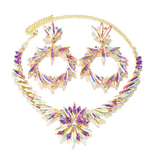 AB Rhinestone Necklace & Jewelry Set