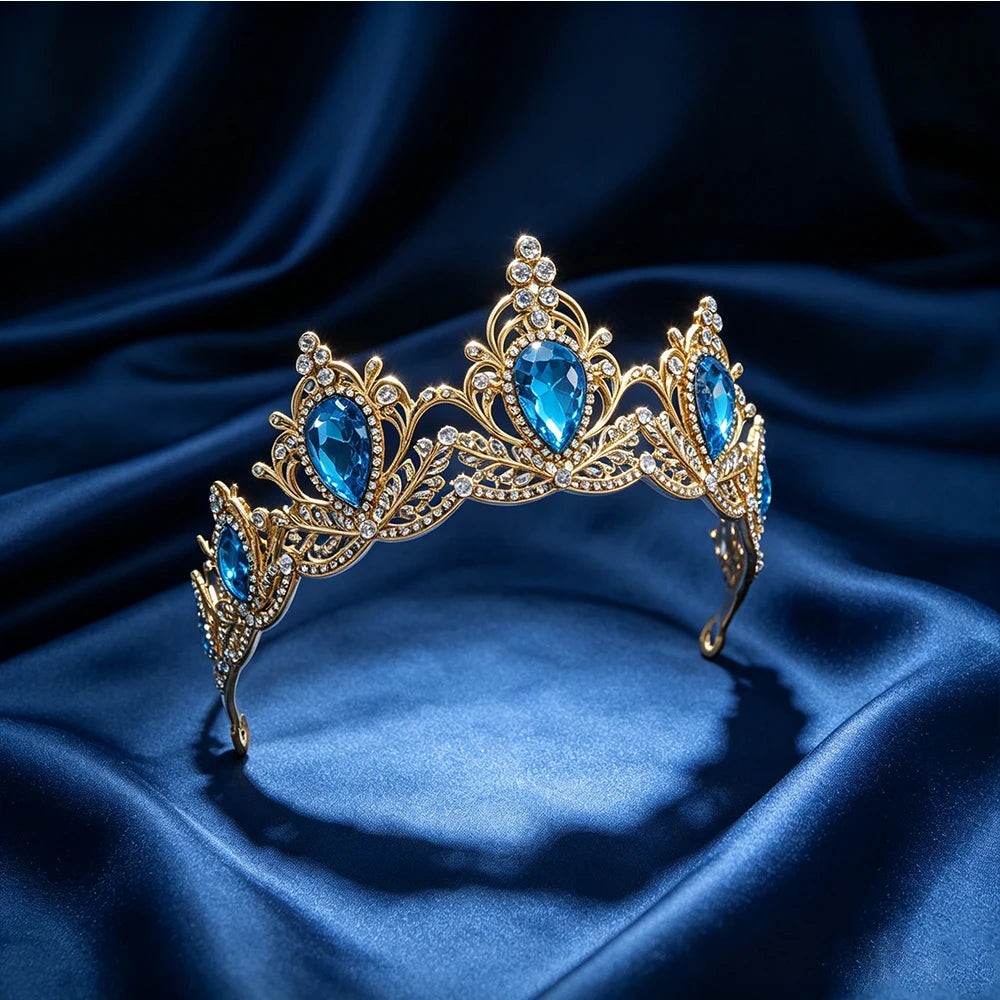 Baroque Sweet Princess Style Tiara Crown Rhinestone Elegant Gentle Bride Wedding Party Dance Party Birthday Lady Dress Headwear