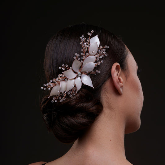 Handcrafted Rose Gold Bridal Hair Comb with Crystal Beads and Silver-Plated Wire - Elegant Wedding Hair Accessories for Brides and Bridesmaids