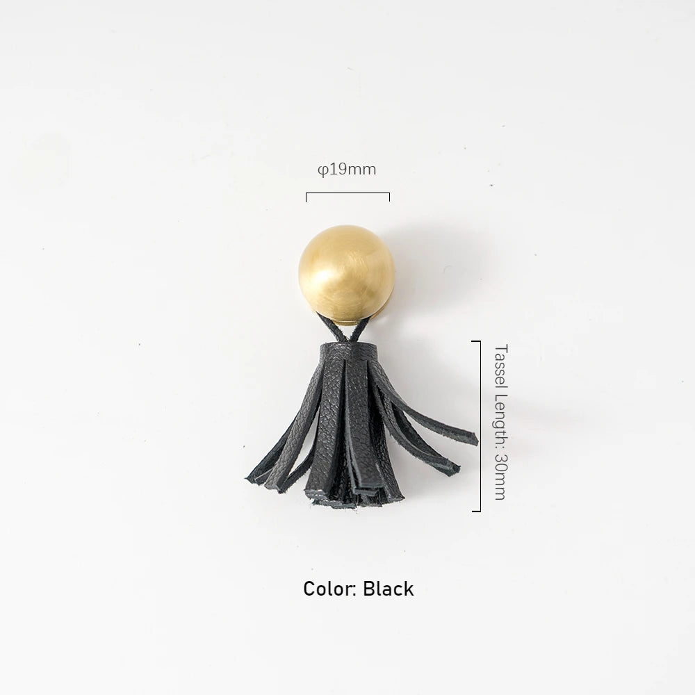 Cute Leather Tassel Knob for Kids Room Pink Cabinet Knobs Wardrobe Dresser Drawer Knobs Kitchen Cupboard Single Hole