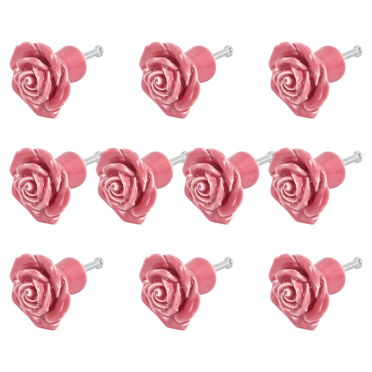 10 Pcs Ceramic Vintage Floral Rose Flower Door Knobs Handle Drawer