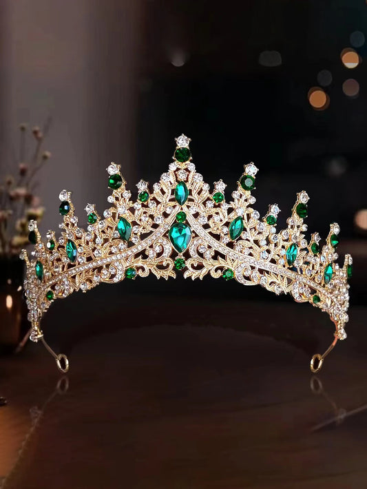 European Baroque Style Heavy-Duty Full Diamond Crown Bridal Wedding Crown, Dinner Birthday Runway Show Diamond-Encrusted Hair Cr