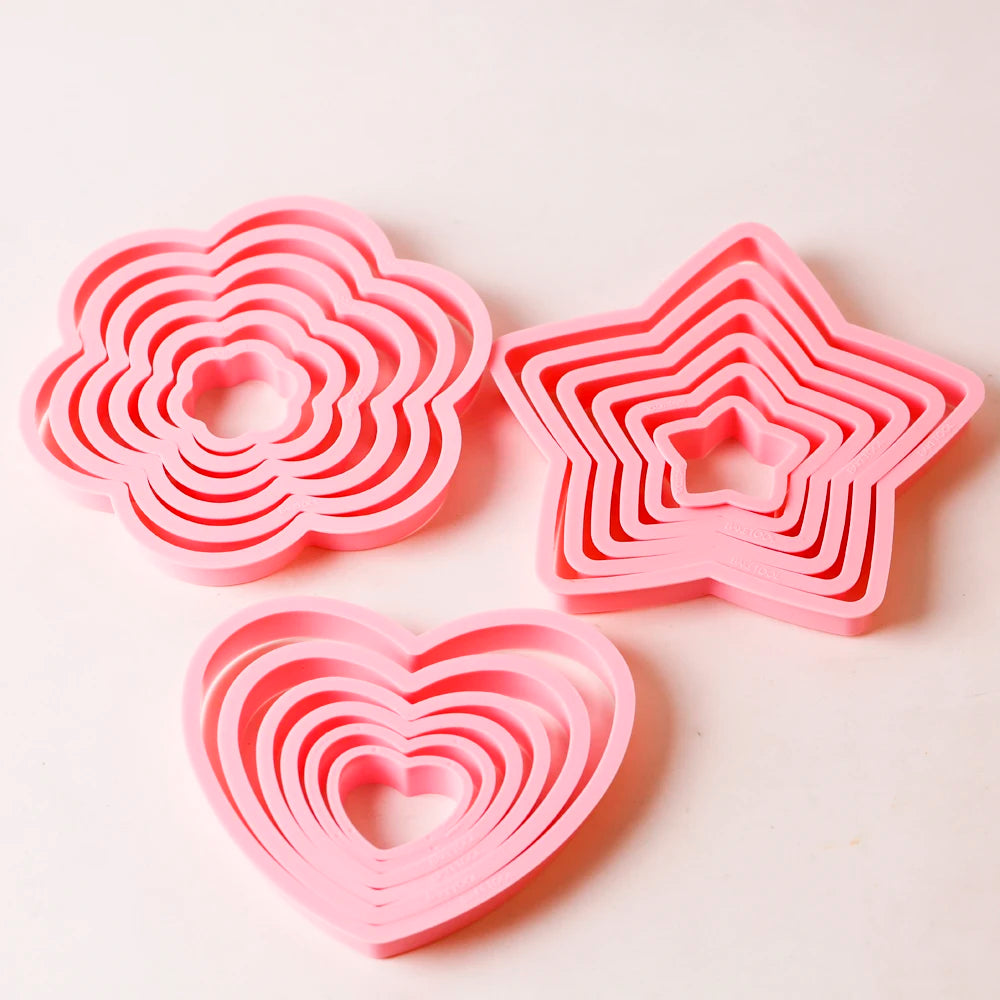 1set/3sets Pink Heart Star Flower Cookie Biscuit Cutter Stencil Molds Kitchen Baking Tools Set