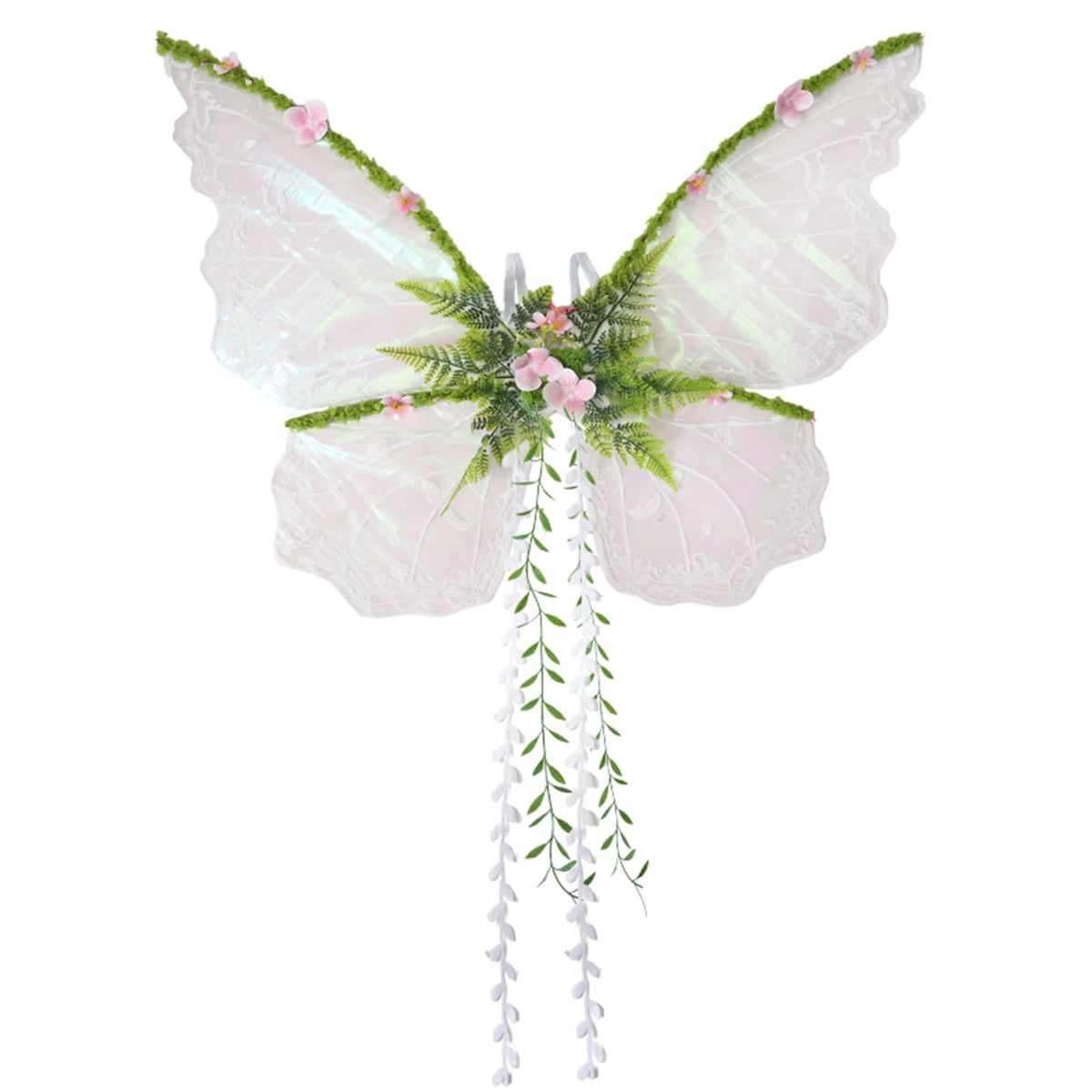 Fairy Wings Butterfly Wings with Flowers Leaves Vines Decor for Women Forest Elf Princess Halloween costume Dress Up Accessories