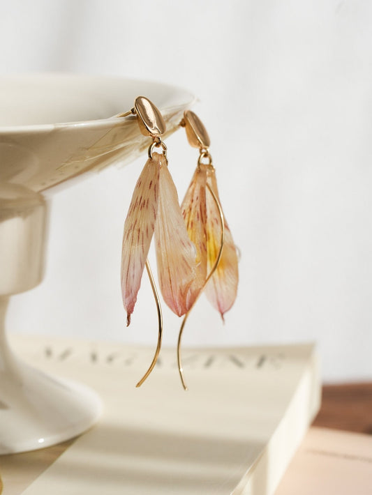 "Fairy Wings" Real Alstroemeria Petal Earrings