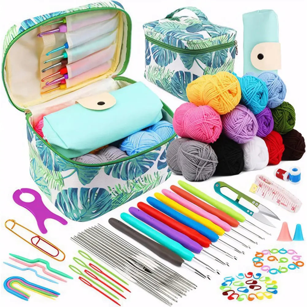 87Pcs Crochet Hooks Kit with Case Crochet Needles Weave Yarn Kit Ergonomic Handle Yarn Knitting Needles for Adults & Kids