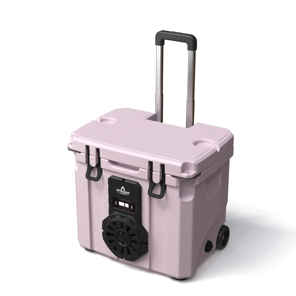 35L Outdoor Insulated Waterproof PE PU Wheels Cooler Portable Ice Chest with Speakers for 5 Days Wine Food Storage Camping