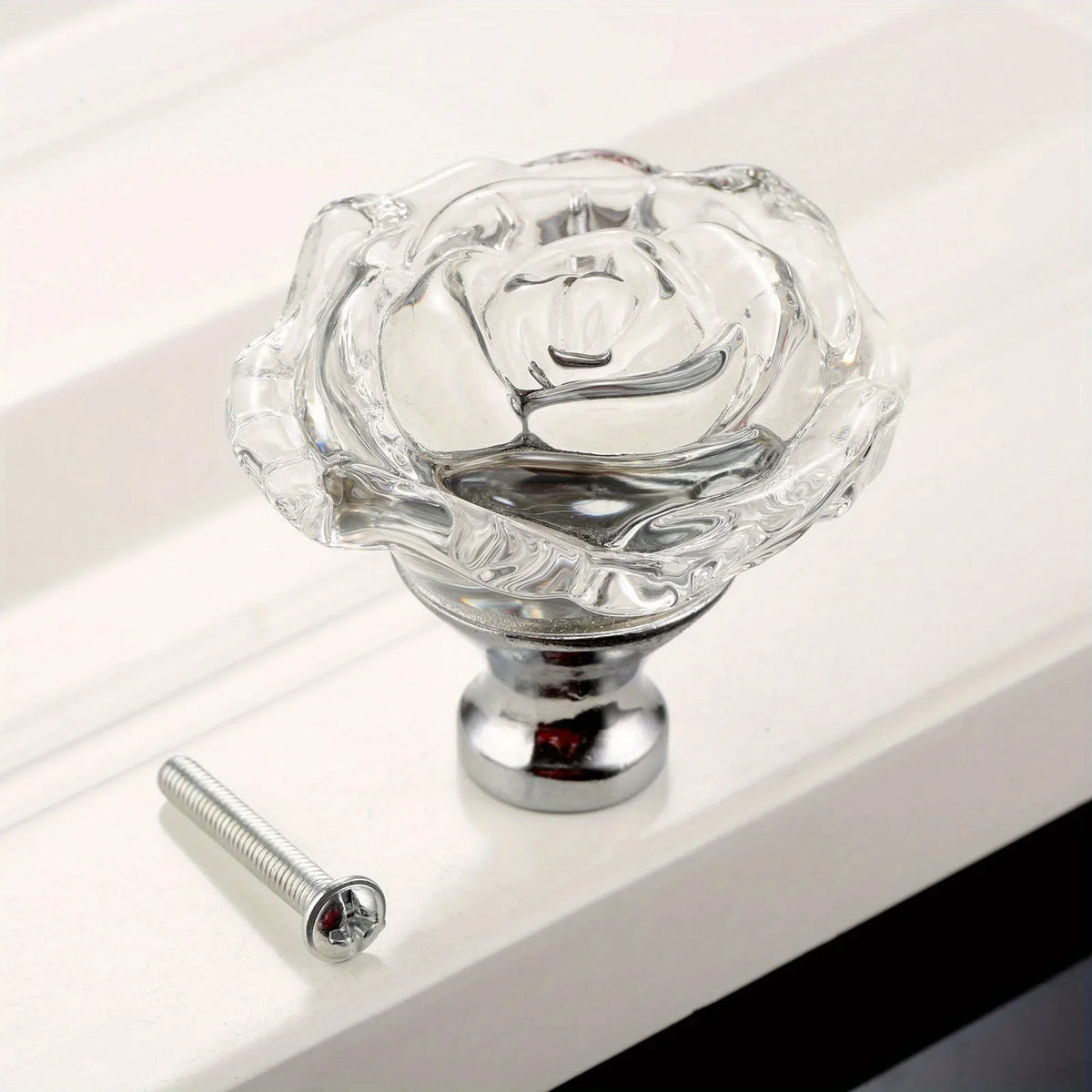 50mm Colorful Crystal Rose Glass Knob Single Hole Wardrobe Dresser Drawer Kitchen Wine Cabinet Pulls Furniture Accessories