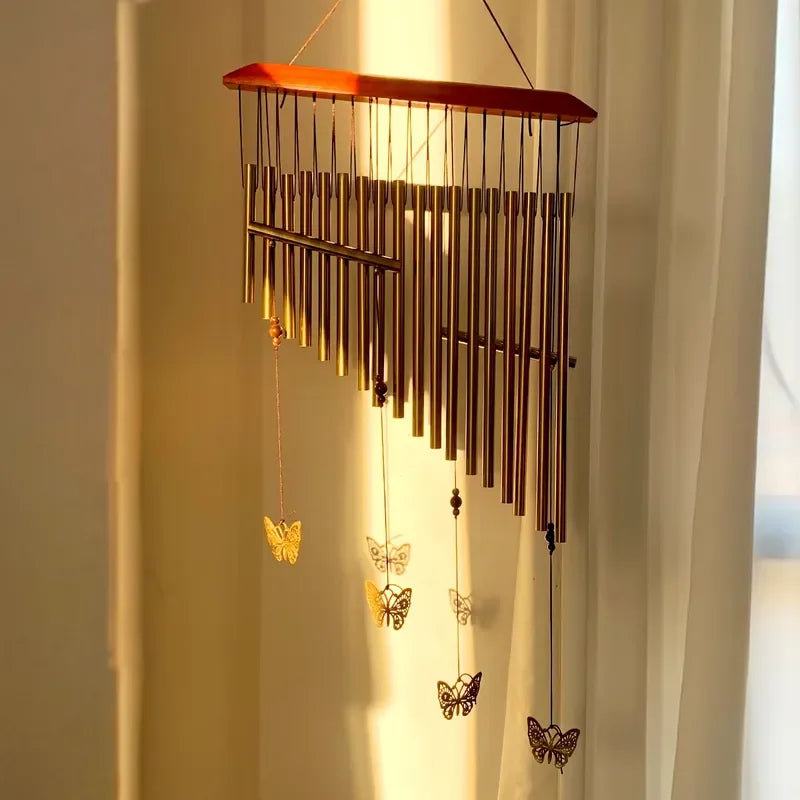 Environmentally friendly butterfly wood aluminum wind chimes retro metal tube wind chimes hanging outdoor garden home