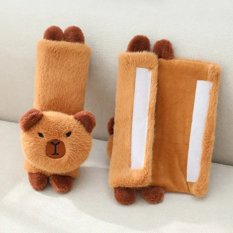 Car Headrest Neck Pillow Capybara Plush Shoulder Protection Cute Tissue Box Kawaii Car Decoration Of Car Supplies Plushie Gift