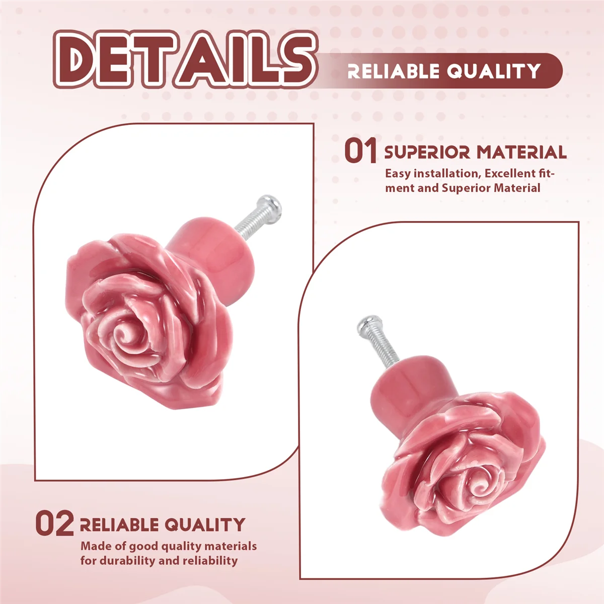 10 Pcs Ceramic Vintage Floral Rose Flower Door Knobs Handle Drawer