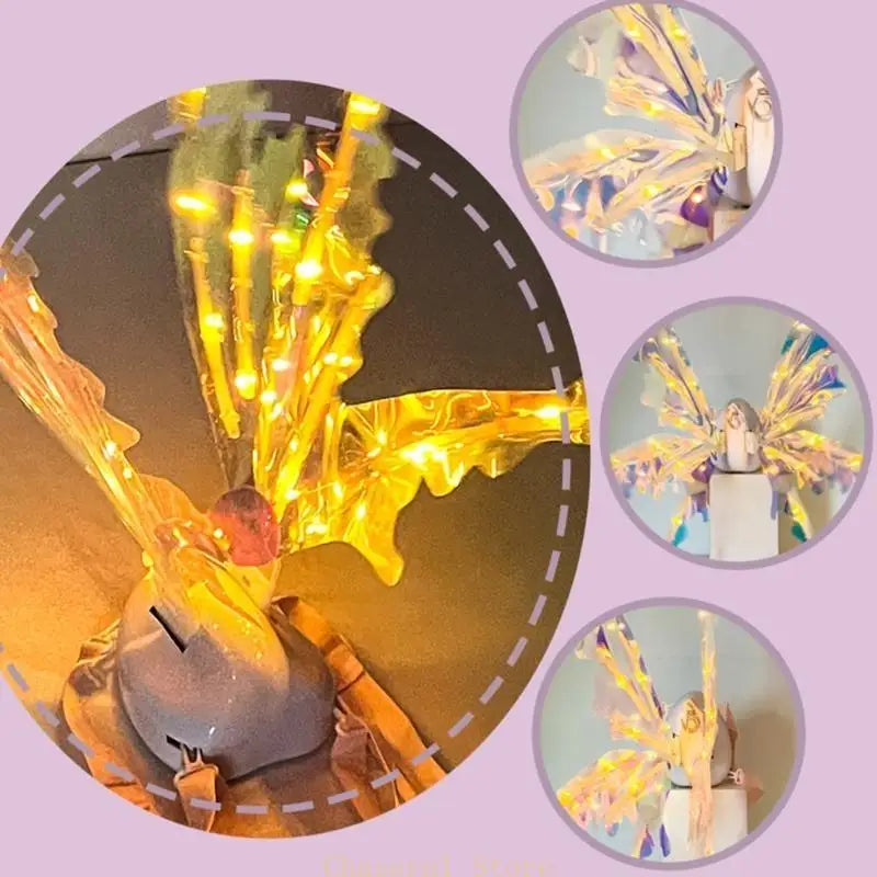 E7CE Electric ButterflyWing for Girl LED Flying Princess Fairy Wing Dress Up Costume Children School Dance Play Props