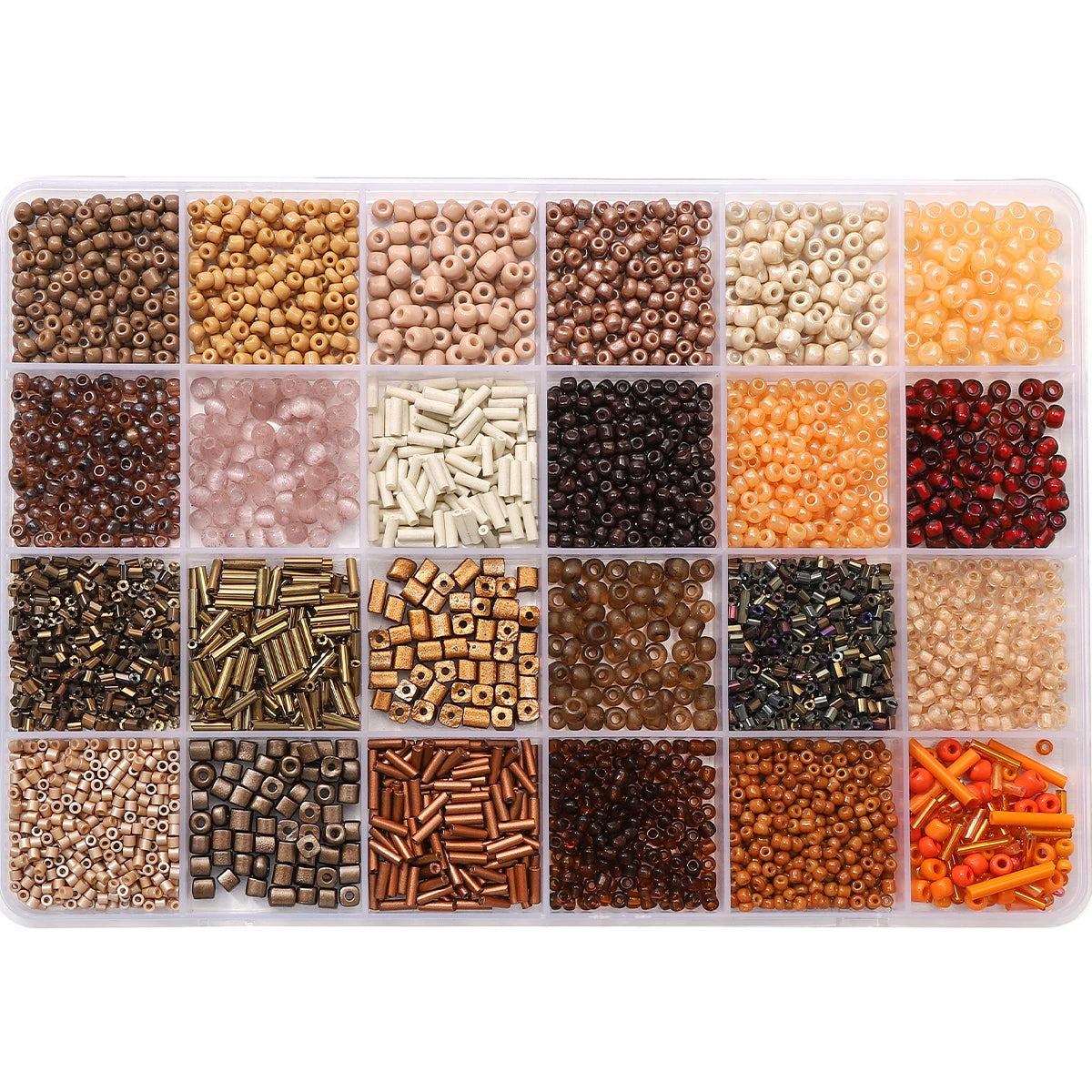4300pcs 24-Grid Multi-Size Glass Seed Rice Beads Set for DIY Bracelet Necklace Earrings Jewelry Making Beading Supplies