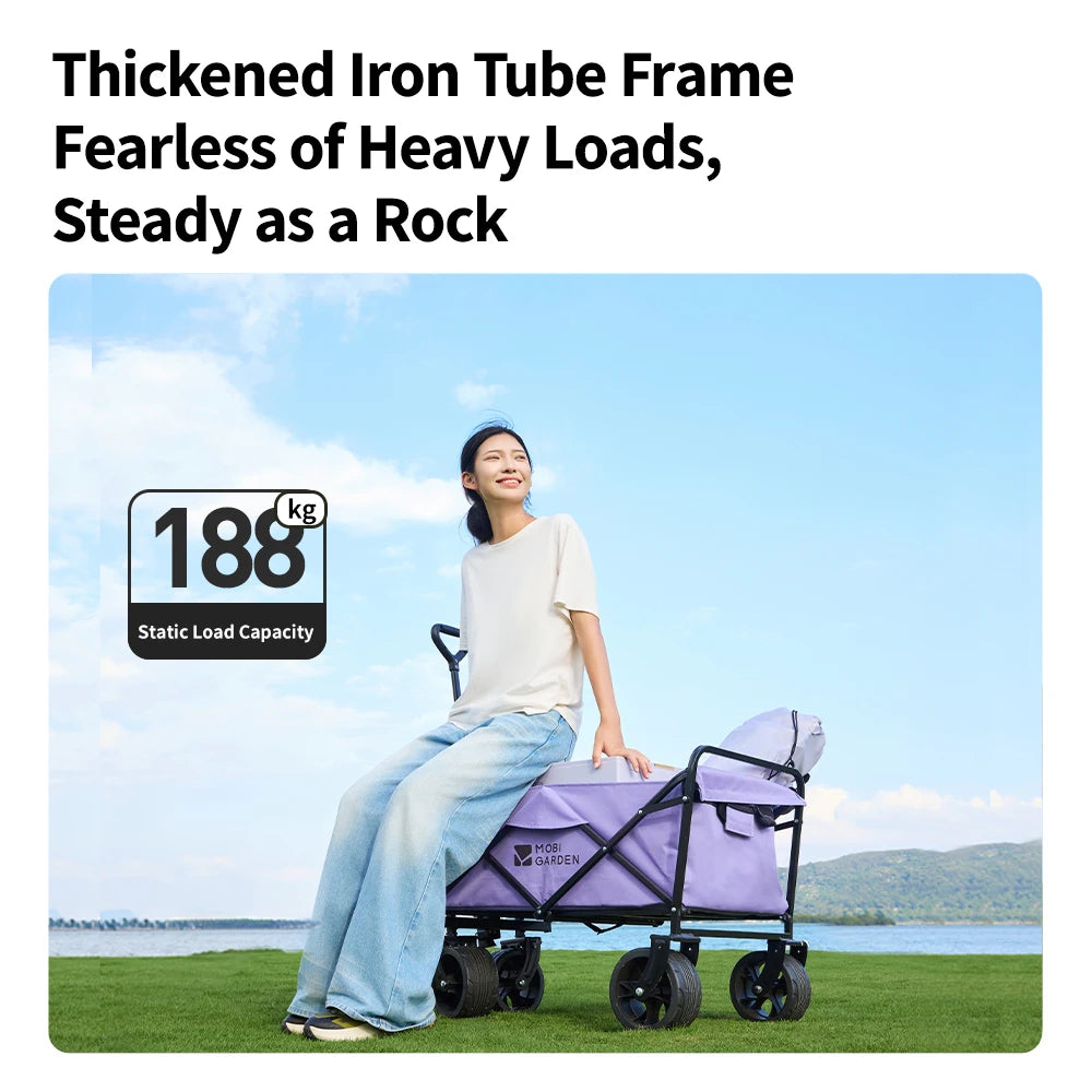 Mobi Garden Foldable Four-Wheel Portable Wagon Special Purpose for Camping Vehicles and Camp Carts