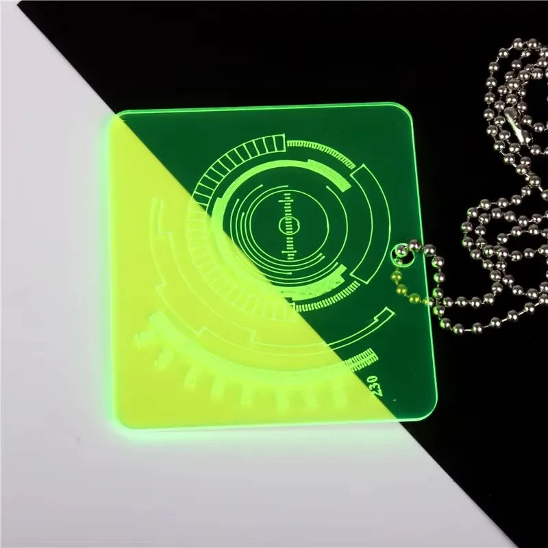 KUGUYS Futuristic Hacker Pendant Necklace for Women Acrylic Neon Green Pink Jewelry Chain Length 50cm/60cm/70cm