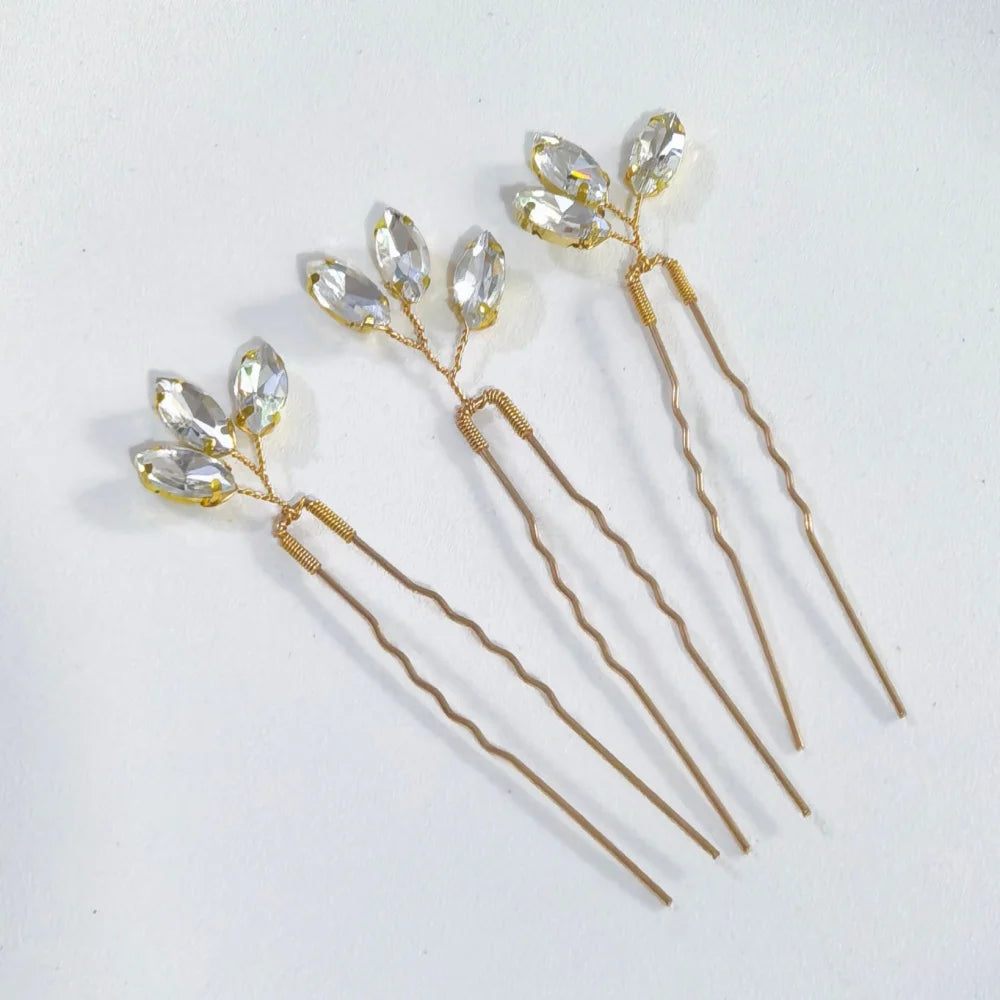 Pearl Crystal Hair Pins Comb Set Bridal Wedding Hair Accessories Handmade U-shaped Hairpins air Comb for Bridesmaids,Prom
