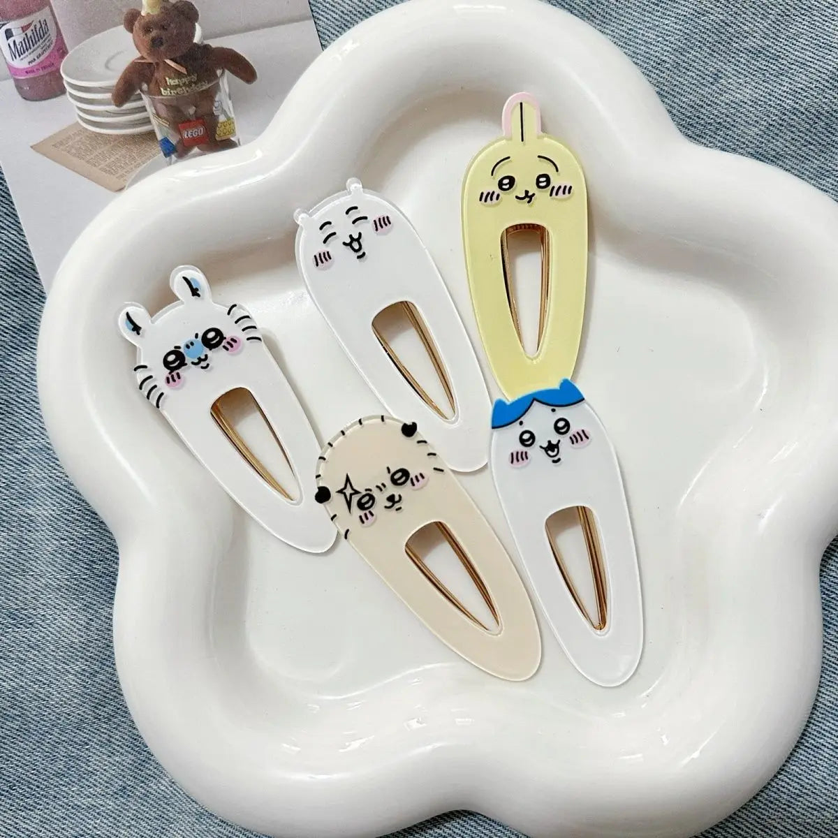 Chiikawa Acrylic Duckbill Hair Clips Kawaii Usagi Hachiware Cartoon Side Bangs Barrettes Girls Daily Hair Accessories