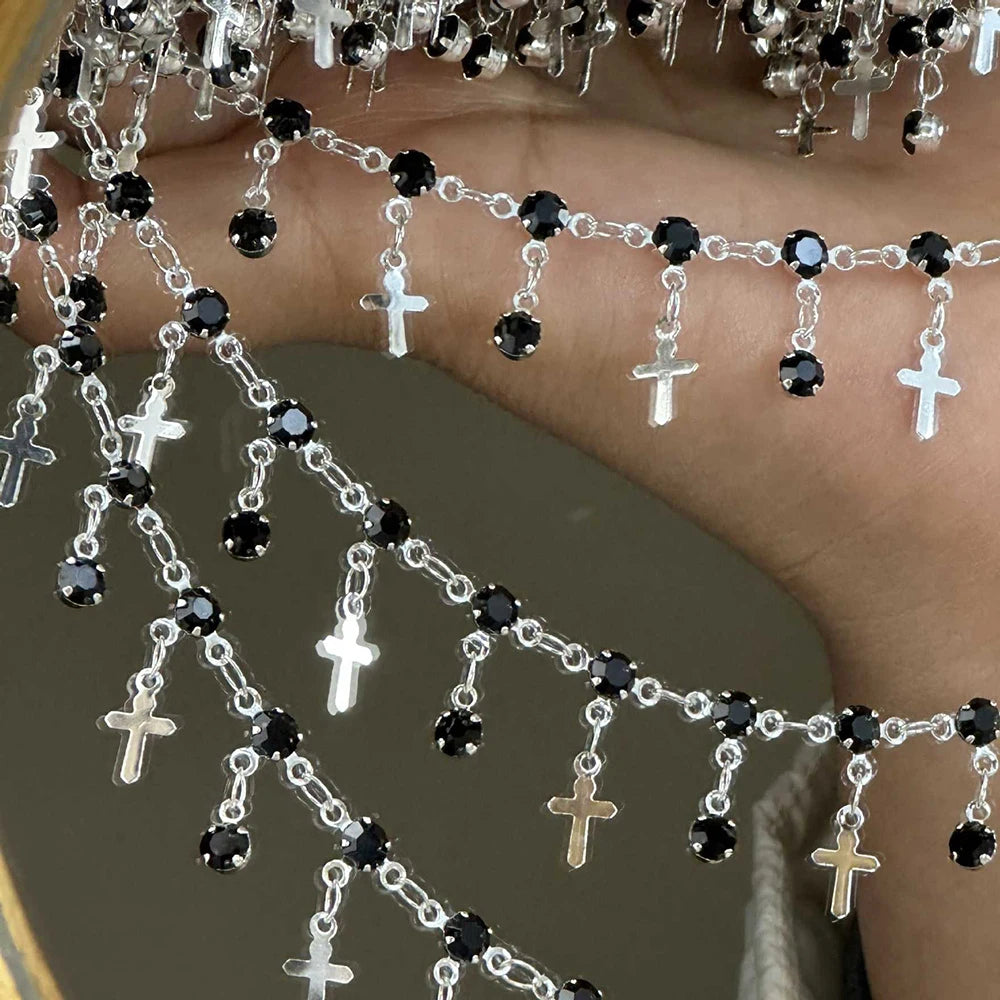 0.5/1 Meter Goth Style Black Cross Skeleton Pendant Chain For DIY
