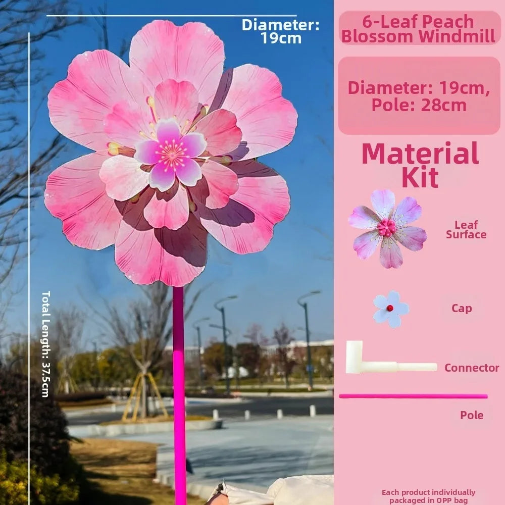1pc/2pcs Multistyles Rotating Wind Spinner Windmill Cherry Blossom Colorful Standing Lawn Flower Pinwheel Double Layered PVC