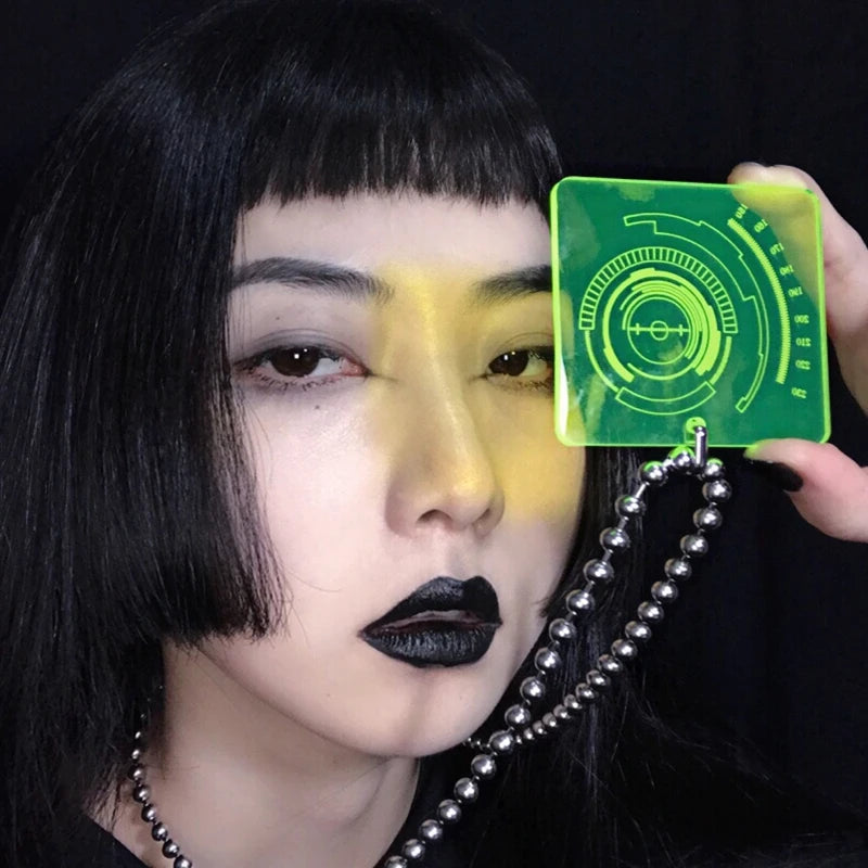 KUGUYS Futuristic Hacker Pendant Necklace for Women Acrylic Neon Green Pink Jewelry Chain Length 50cm/60cm/70cm