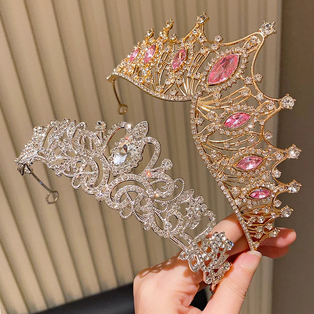 2pcs Mixed Color High-End Party Show Crowns Ideal Gifts for Weddings Birthdays Celebrations Women's Coming-of-Age Ceremonies