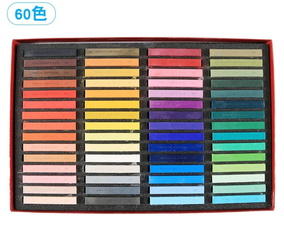 Student Soft Color Chalk 24/36/48/60 Powder Stick Set Artist Painting Chalk School Art Supplies Suitable for Beginners