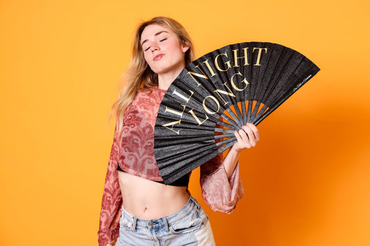 Black Sparkle All Night Long XL Hand Fan