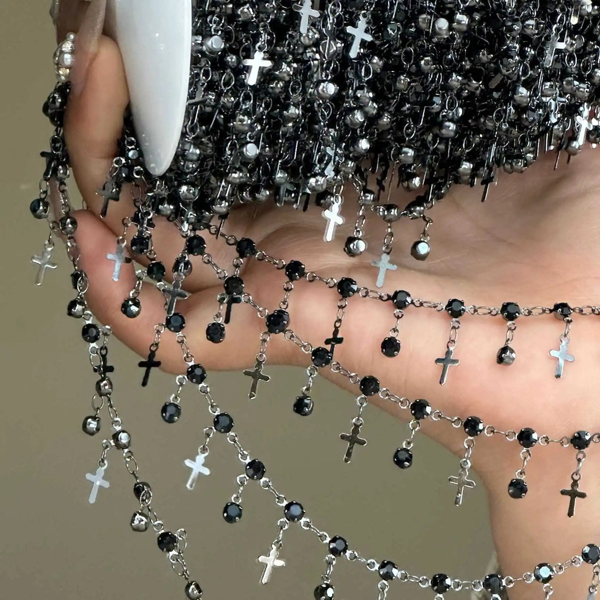 0.5/1 Meter Goth Style Black Cross Skeleton Pendant Chain For DIY